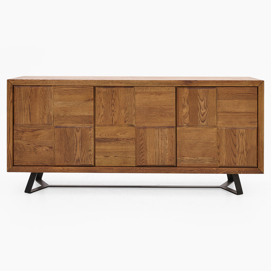 Raindale 3 Door Sideboard - 3 Door Sideboard Dark Oak / Metal Legs Storage Sterling Home 1