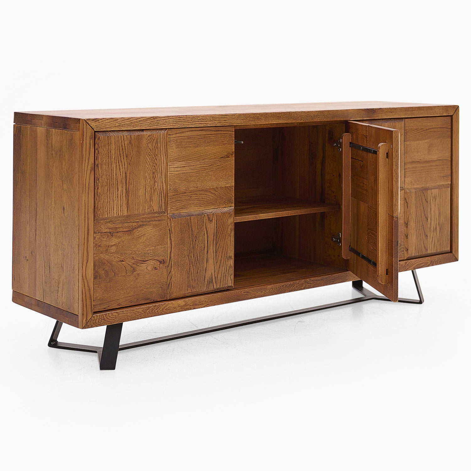 Raindale 3 Door Sideboard - 3 Door Sideboard Dark Oak / Metal Legs Storage Sterling Home 3