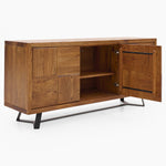 Raindale 3 Door Sideboard - 3 Door Sideboard Dark Oak / Metal Legs Storage Sterling Home 4
