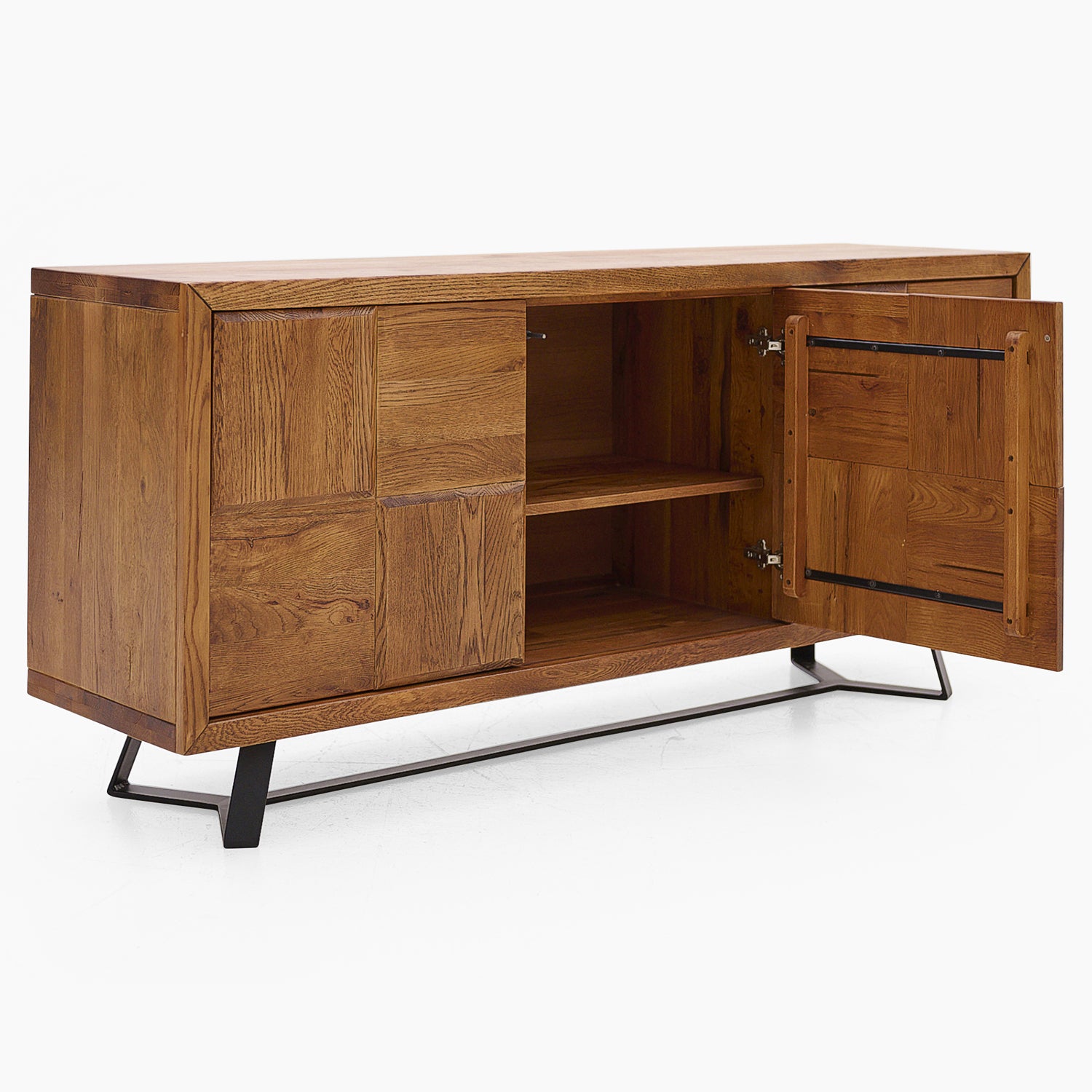 Raindale 3 Door Sideboard - 3 Door Sideboard Dark Oak / Metal Legs Storage Sterling Home 4