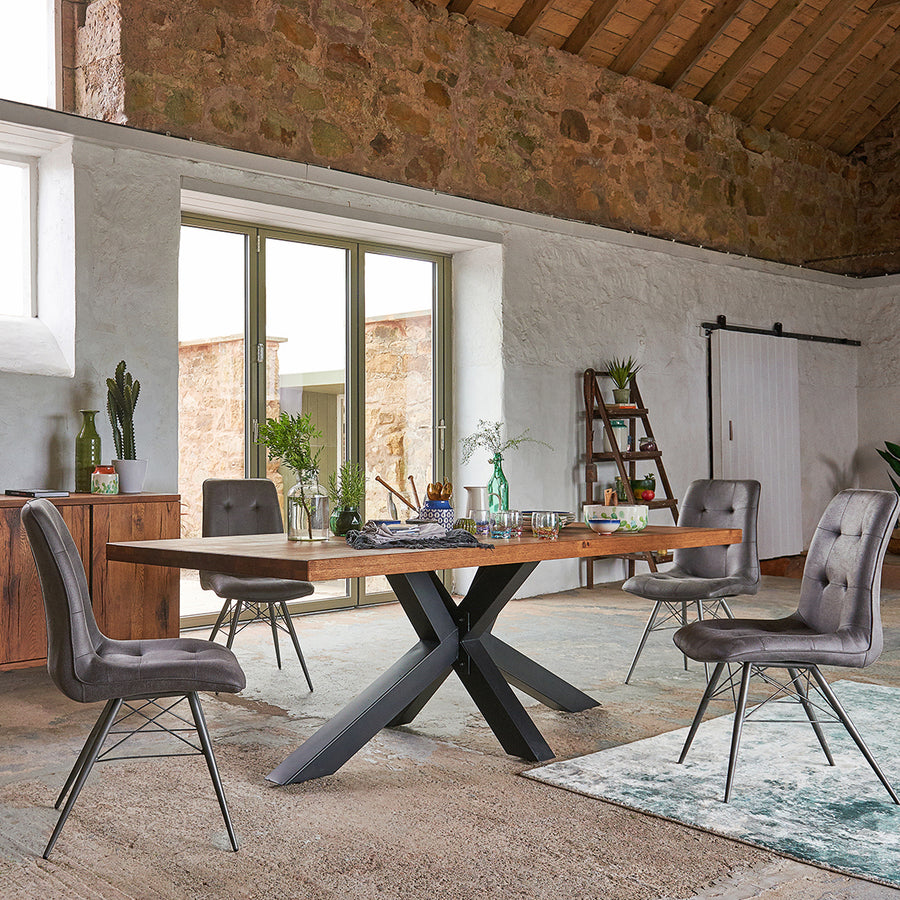Raindale Dining Table - Dining Table 200cm Dark Oak / Star Metal Legs - 200cm Tables Sterling Home 2
