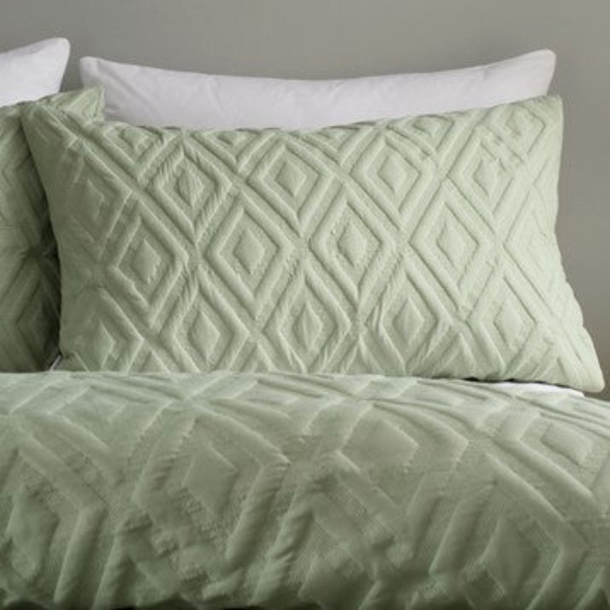 Catherine Lansfield Jacob Geo Green Duvet Cover Set - Jacob Geo Sage King Duvet Set - King Sterling Home 2