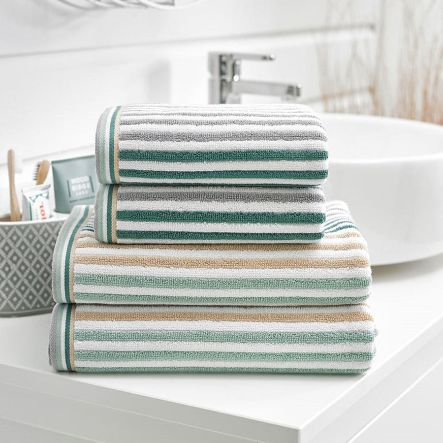 Hanover Stripe Green Bath Towel - Hanover Stripe Towel Seagrass - Bath Sterling Home 1