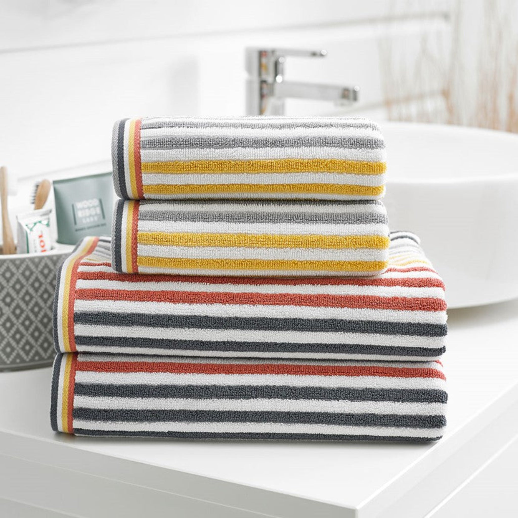 Hanover Stripe Yellow Bath Towel - DISC Hanover Stripe Towel Mustard - Bath Sterling Home 1