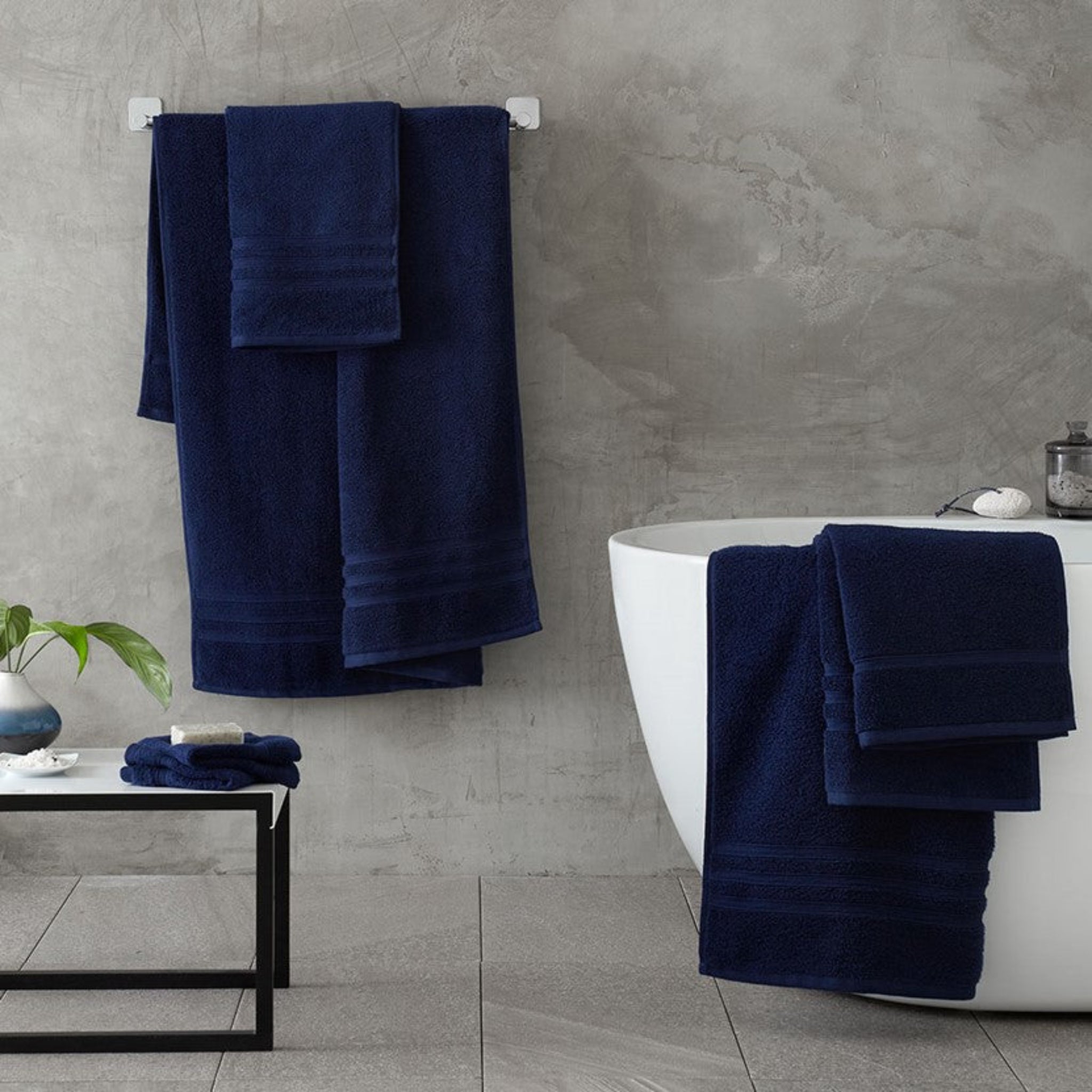 Zero Twist Blue Hand Towel - SALE CL Hand Towel Navy - Hand Sterling Home 1