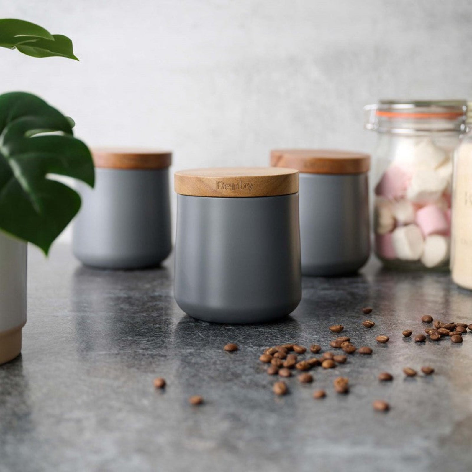 Denby Storage Canisters Grey Set Of 3 - DISC Denby Storage Canisters Set Of 3 Grey Sterling Home 1
