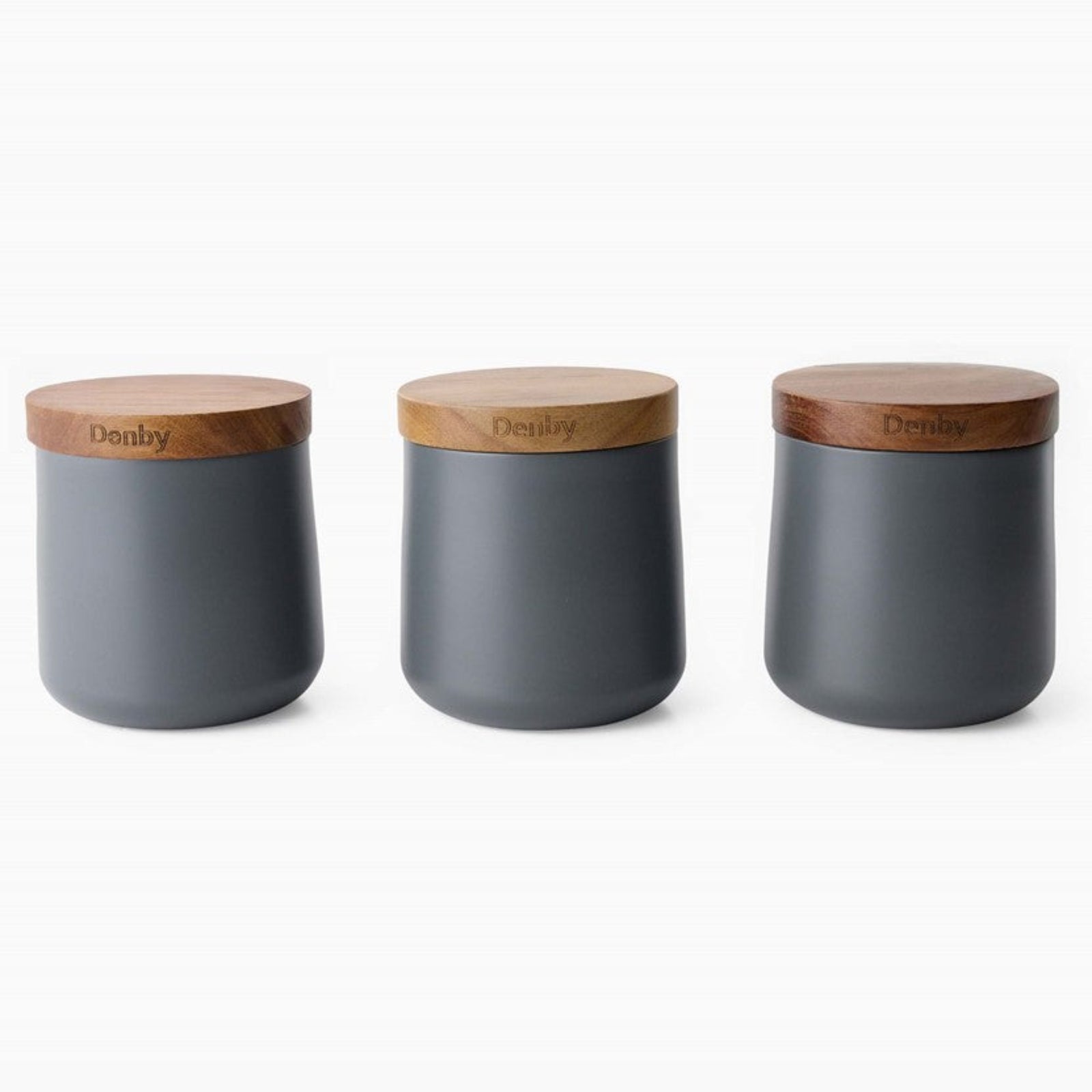 Denby Storage Canisters Grey Set Of 3 - DISC Denby Storage Canisters Set Of 3 Grey Sterling Home 2