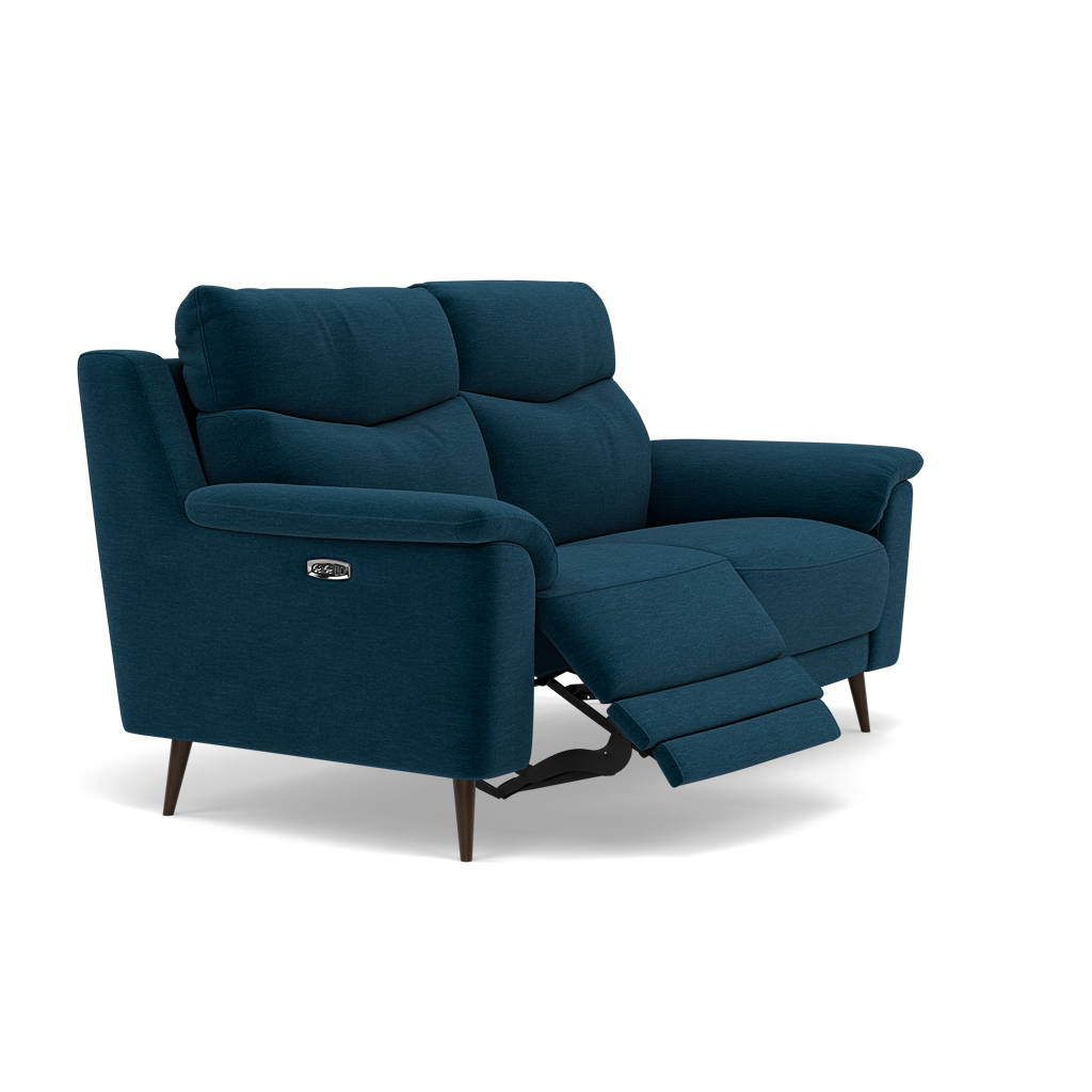 Revel 2 Seater Recliner Sofa - 2 Seater Sofa with 2 Power Recliners Fabric - Power Recliner with USB — FAB-CAN-330 STEEL BLUE, gallery image 1
