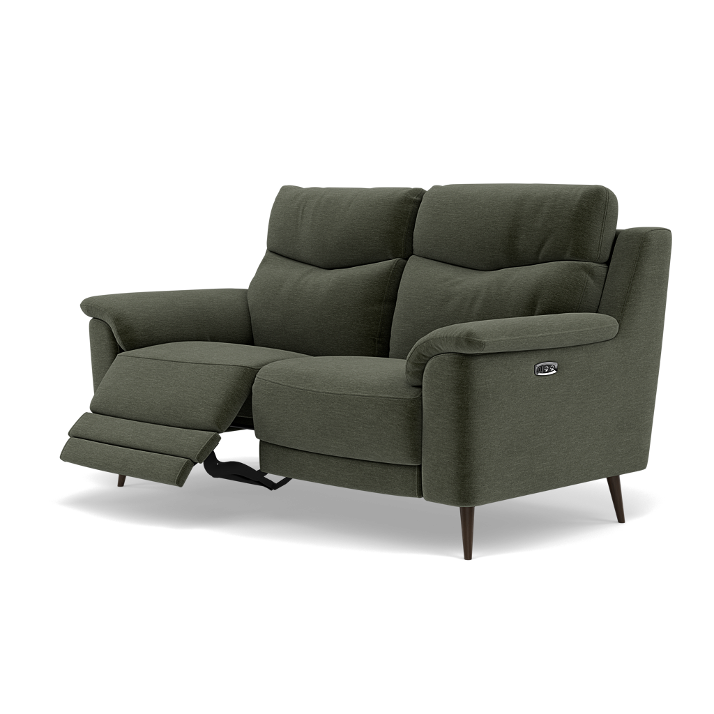 Revel 2 Seater Recliner Sofa - 2 Seater Sofa with 2 Power Recliners Fabric - Power Recliner with USB — FAB-CAN-352 FORREST GREEN, gallery image 3