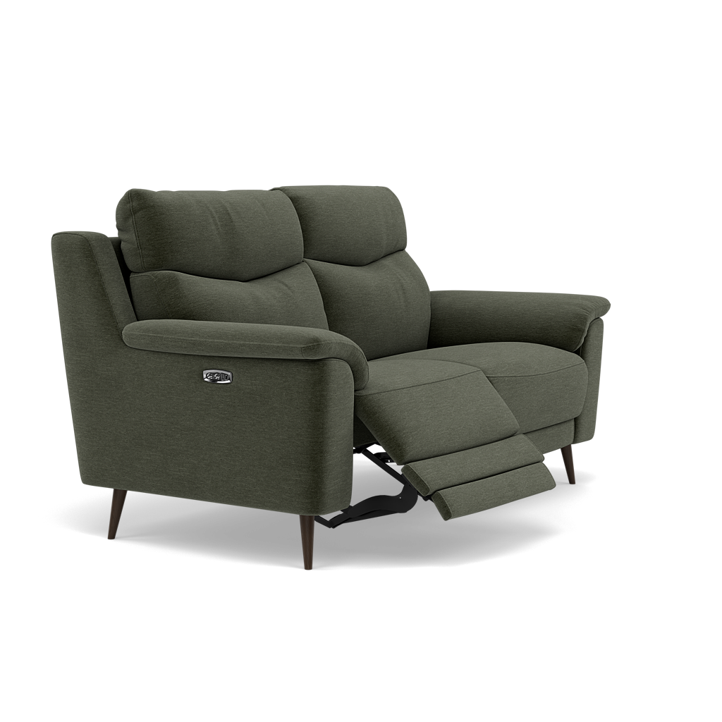 Revel 2 Seater Recliner Sofa - 2 Seater Sofa with 2 Power Recliners Fabric - Power Recliner with USB — FAB-CAN-352 FORREST GREEN, gallery image 1