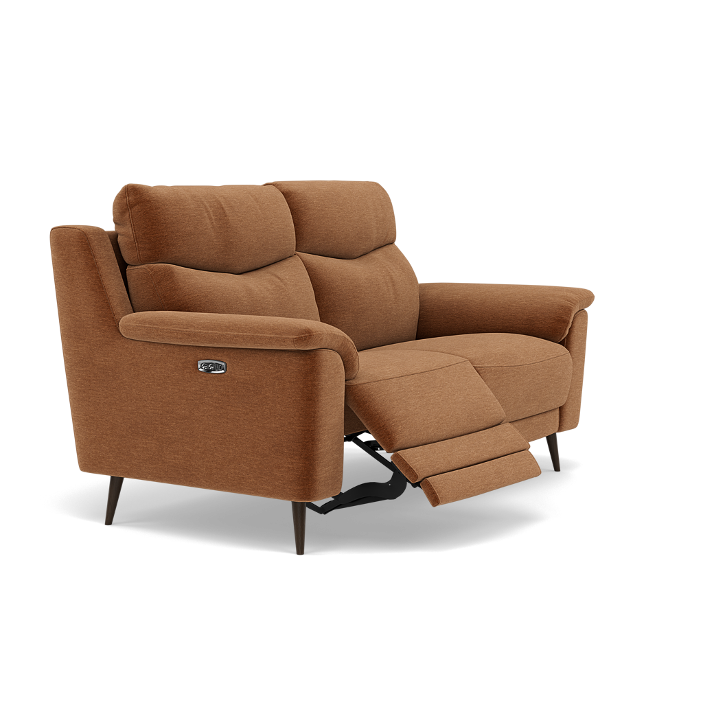 Revel 2 Seater Recliner Sofa - 2 Seater Sofa with 2 Power Recliners Fabric - Power Recliner with USB — FAB-CAN-500 CARAMEL, gallery image 1