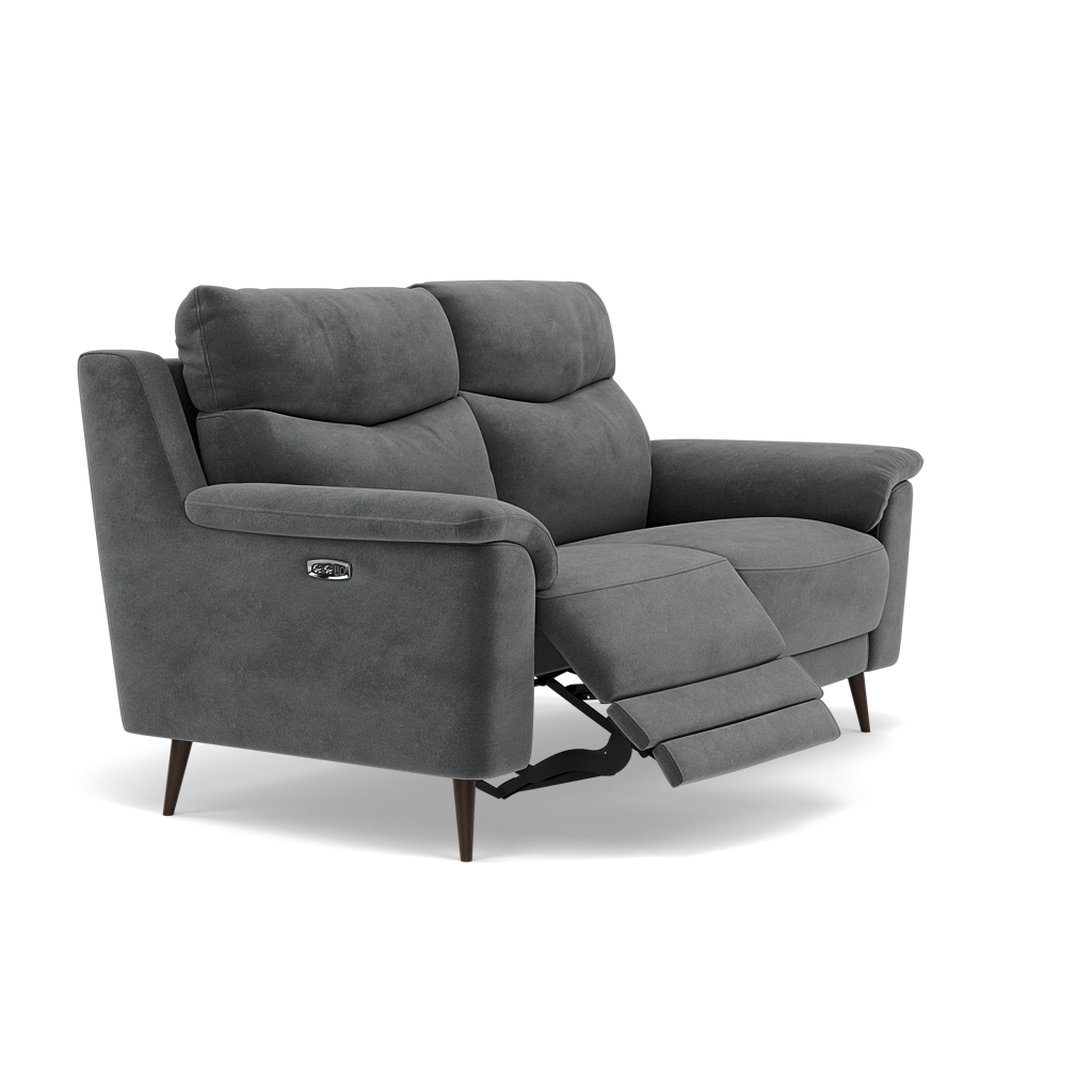 Revel 2 Seater Recliner Sofa - 2 Seater Sofa with 2 Power Recliners Fabric - Power Recliner with USB — FAB-MEG-20  PEWTER, gallery image 1