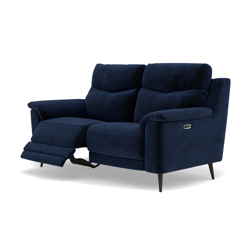 Revel 2 Seater Recliner Sofa - 2 Seater Sofa with 2 Power Recliners Fabric - Power Recliner with USB — FAB-MEG-28  NAVY, gallery image 3