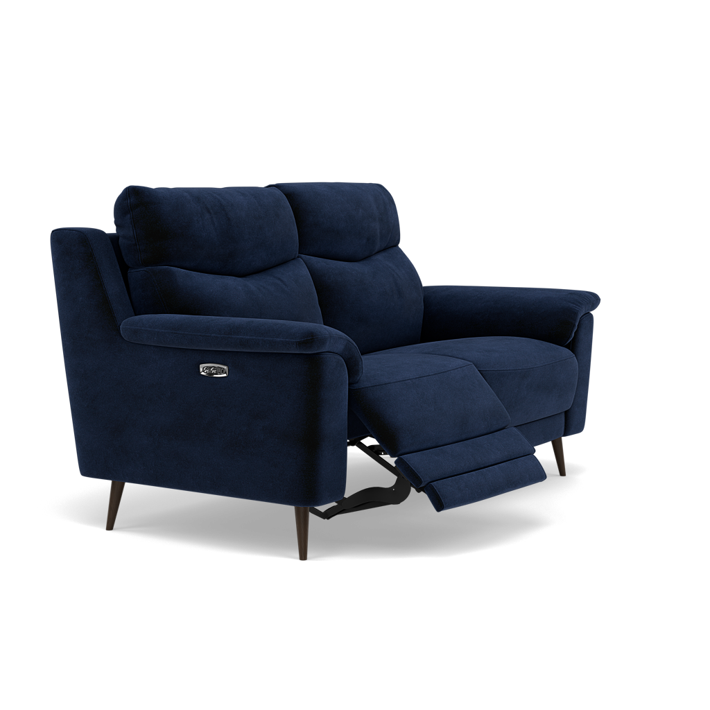 Revel 2 Seater Recliner Sofa - 2 Seater Sofa with 2 Power Recliners Fabric - Power Recliner with USB — FAB-MEG-28  NAVY, gallery image 1