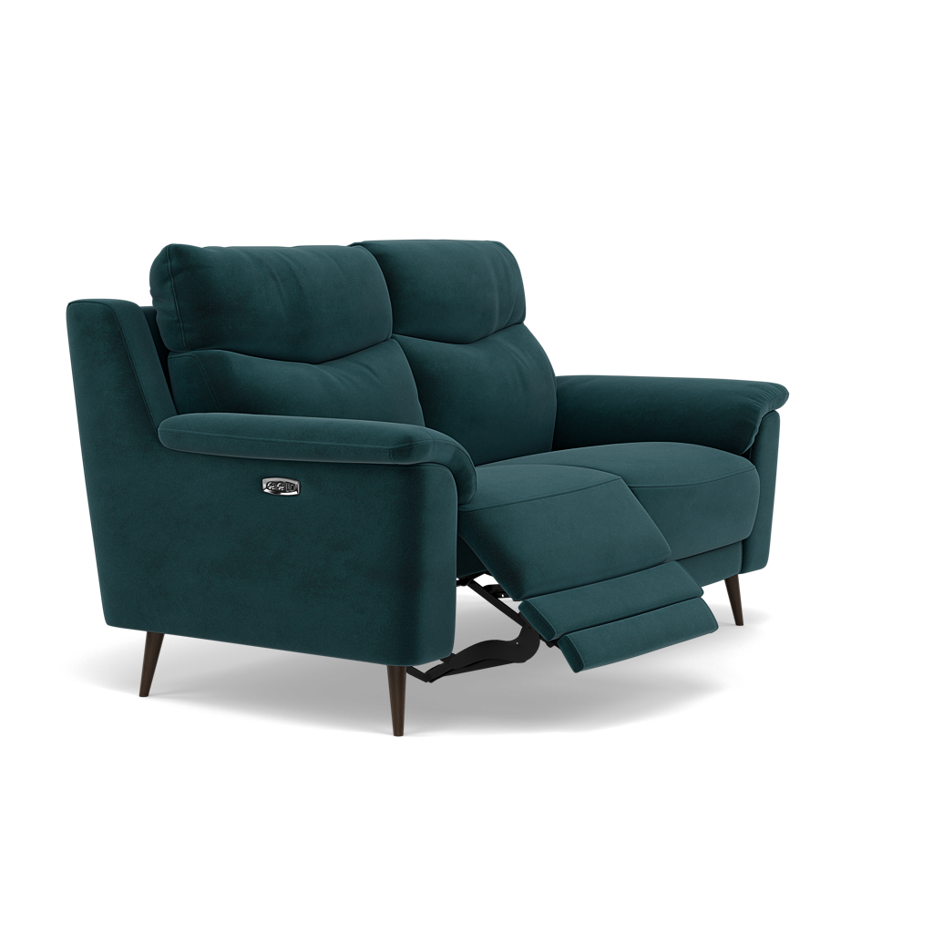 Revel 2 Seater Recliner Sofa - 2 Seater Sofa with 2 Power Recliners Fabric - Power Recliner with USB — FAB-MEG-36  LAKE GREEN, gallery image 1