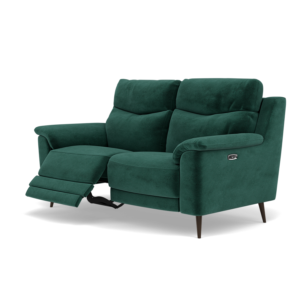 Revel 2 Seater Recliner Sofa - 2 Seater Sofa with 2 Power Recliners Fabric - Power Recliner with USB — FAB-MEG-37  EMERALD GREEN, gallery image 3