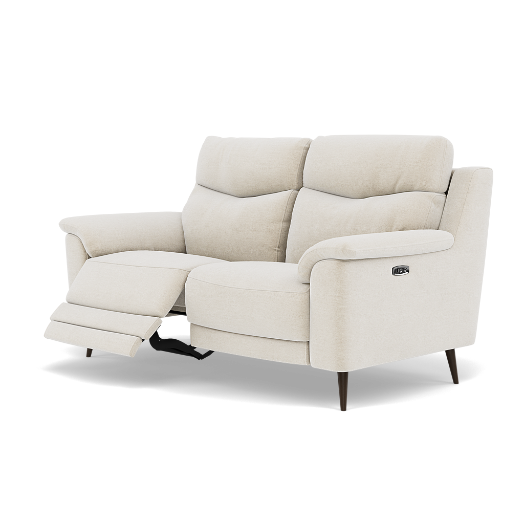 Revel 2 Seater Recliner Sofa - 2 Seater Sofa with 2 Power Recliners Fabric - Power Recliner with USB — FAB-NTS - 01 CREAM, gallery image 3
