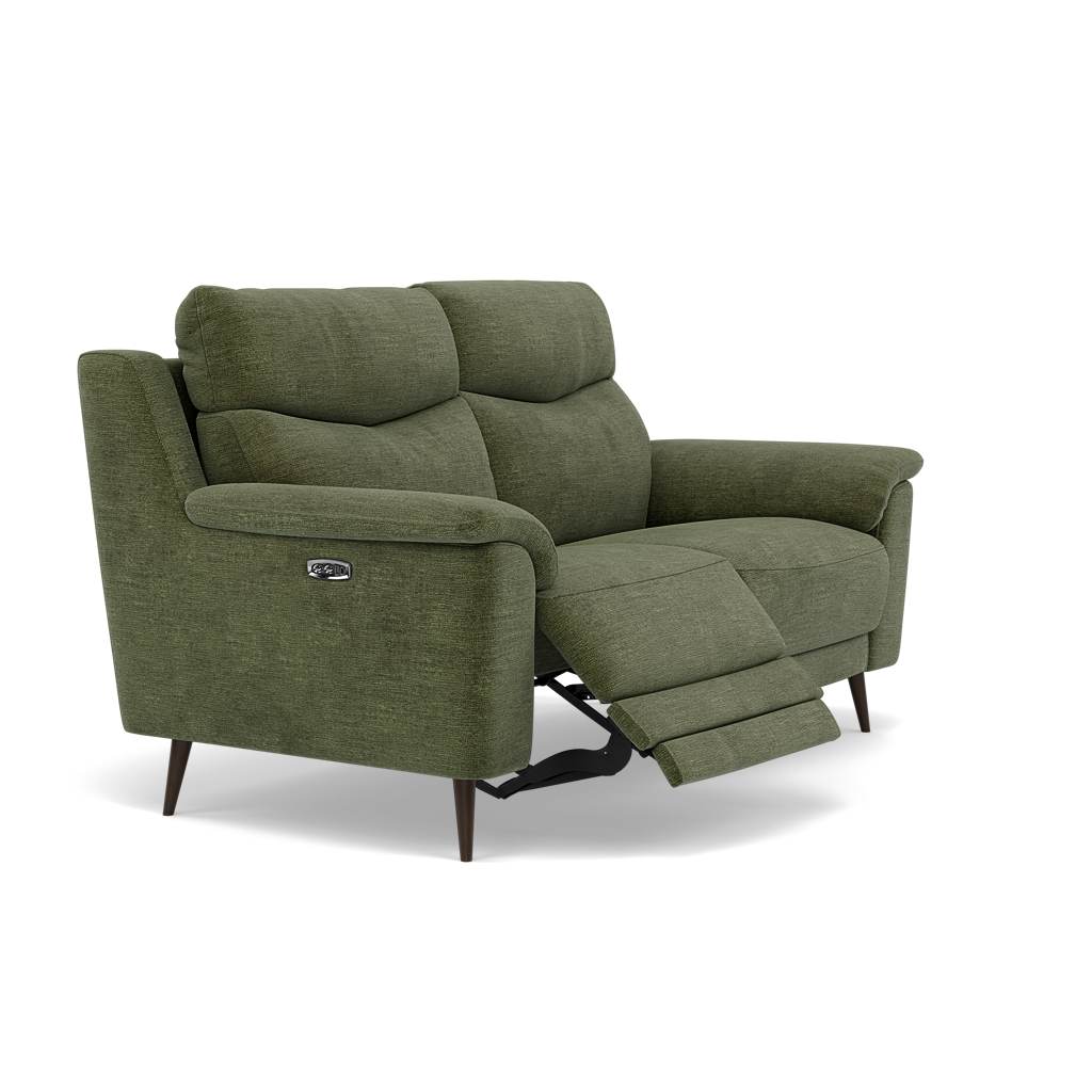 Revel 2 Seater Recliner Sofa - 2 Seater Sofa with 2 Power Recliners Fabric - Power Recliner with USB — FAB-NTS - 16 OLIVE GREEN, gallery image 1