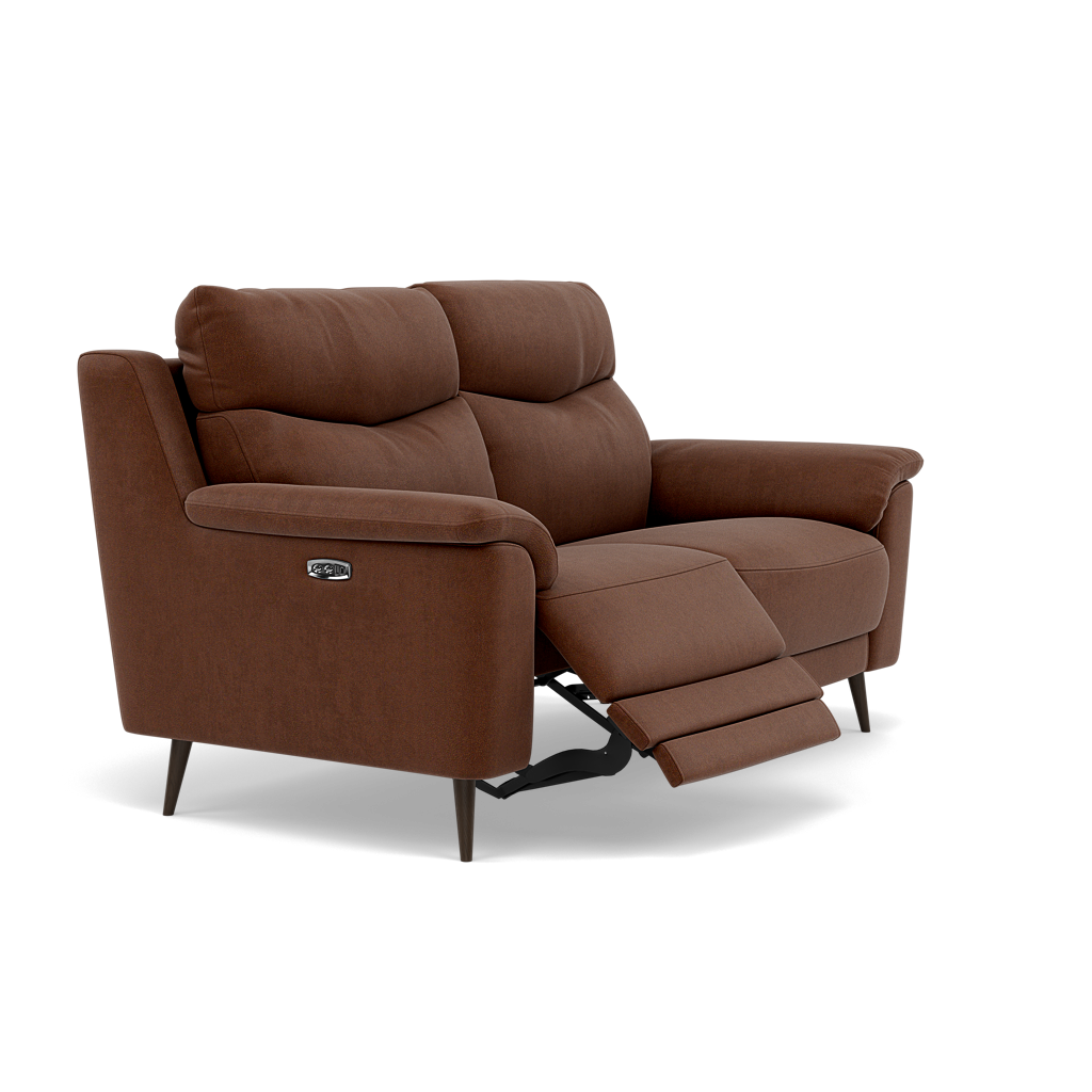 Revel 2 Seater Recliner Sofa - 2 Seater Sofa with 2 Power Recliners Fabric - Power Recliner with USB — SFA-PEY-06 CARAMEL, gallery image 1