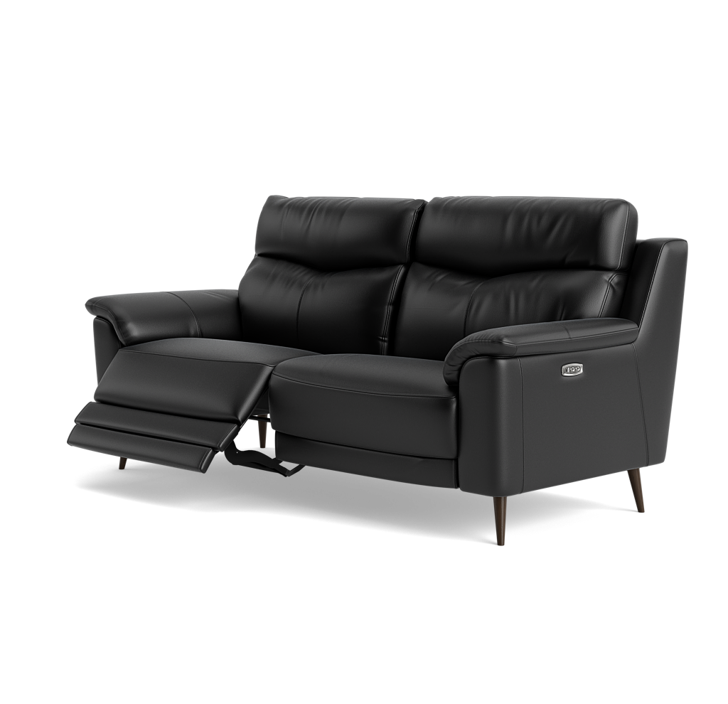 Revel Small 3 Seater Recliner Sofa - 2.5 Seater Sofa with 2 Power Recliners (Compact) Cat 20S - Power Recliner with USB — BXS-023C BLACK, gallery image 3