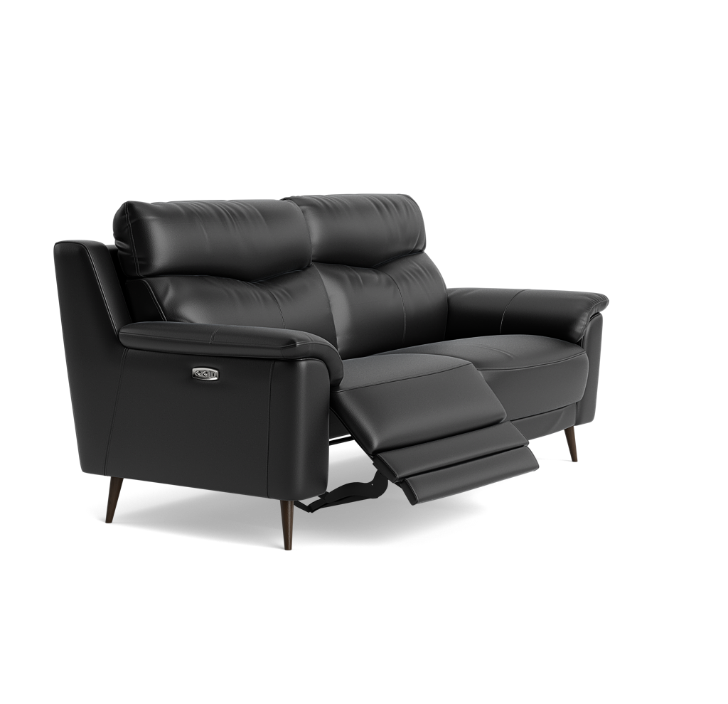 Revel Small 3 Seater Recliner Sofa - 2.5 Seater Sofa with 2 Power Recliners (Compact) Cat 20S - Power Recliner with USB — BXS-023C BLACK, gallery image 1