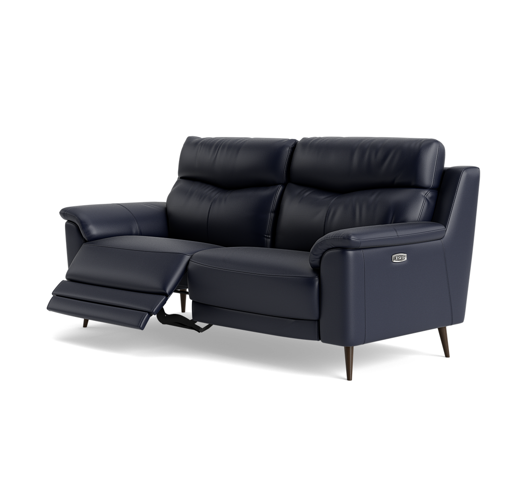 Revel Small 3 Seater Recliner Sofa - 2.5 Seater Sofa with 2 Power Recliners (Compact) Cat 20S - Power Recliner with USB — BXS-036C NAVY, gallery image 3