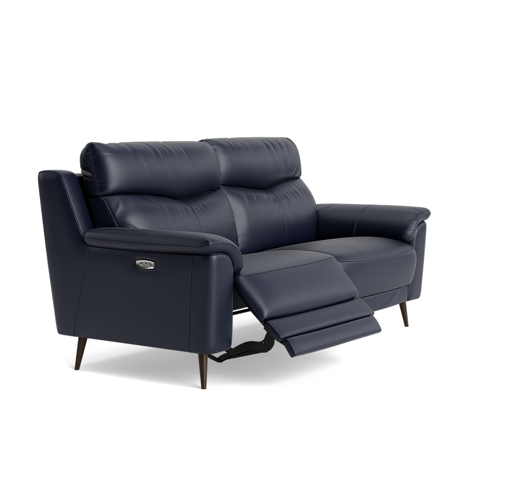 Revel Small 3 Seater Recliner Sofa - 2.5 Seater Sofa with 2 Power Recliners (Compact) Cat 20S - Power Recliner with USB — BXS-036C NAVY, gallery image 1
