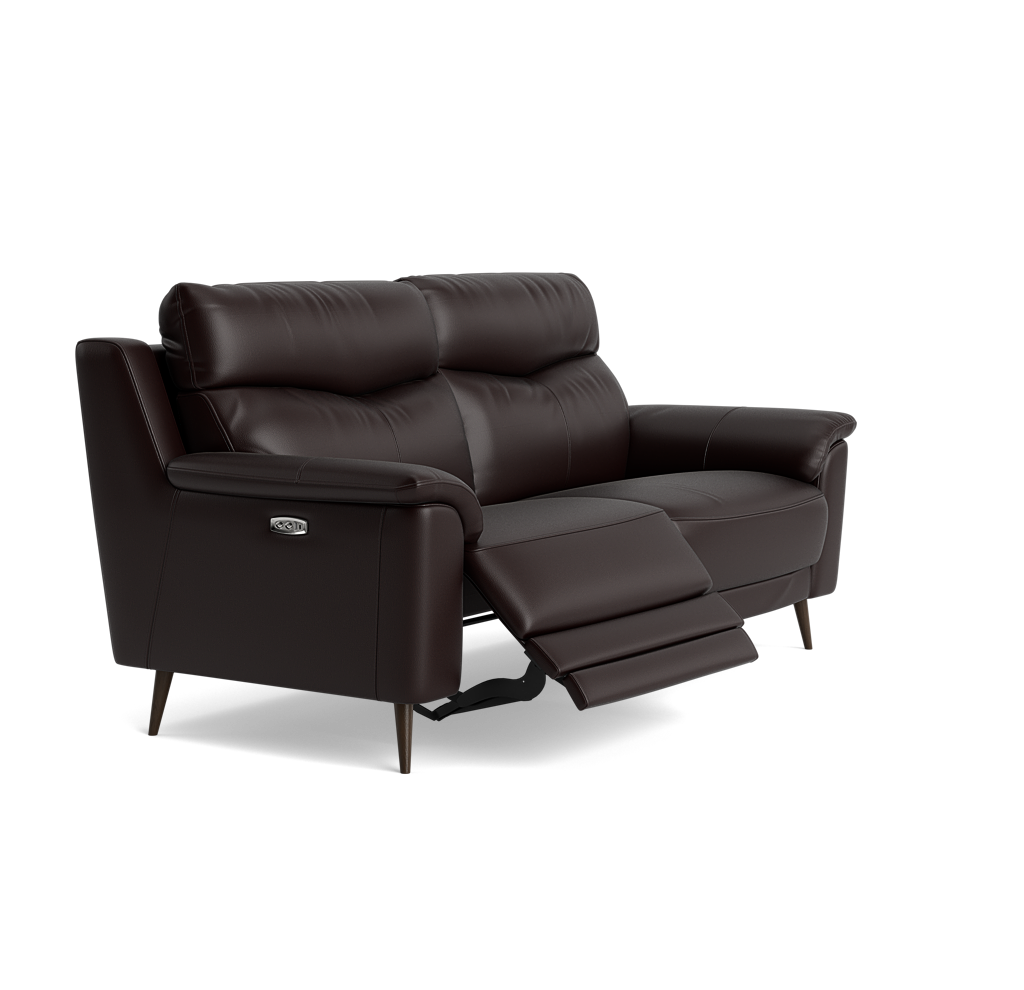 Revel Small 3 Seater Recliner Sofa - 2.5 Seater Sofa with 2 Power Recliners (Compact) Cat 20S - Power Recliner with USB — BXS-037C WALNUT, gallery image 1