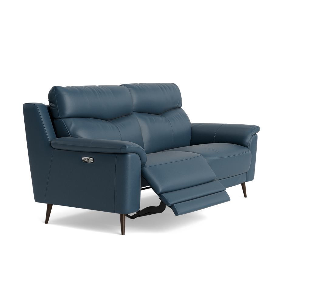 Revel Small 3 Seater Recliner Sofa - 2.5 Seater Sofa with 2 Power Recliners (Compact) Cat 20S - Power Recliner with USB — BXS-313E OCEAN BLUE, gallery image 1
