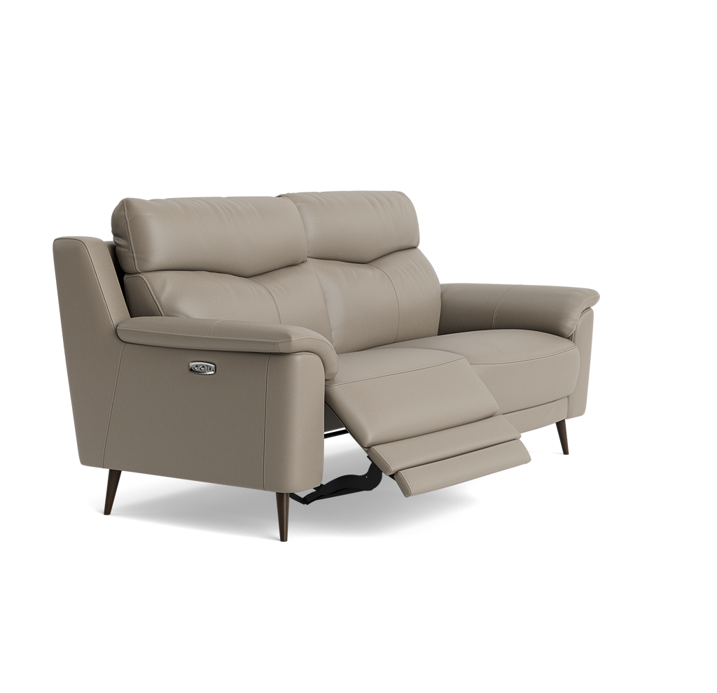 Revel Small 3 Seater Recliner Sofa - 2.5 Seater Sofa with 2 Power Recliners (Compact) Cat 20S - Power Recliner with USB — BXS-722A TAUPE, gallery image 1