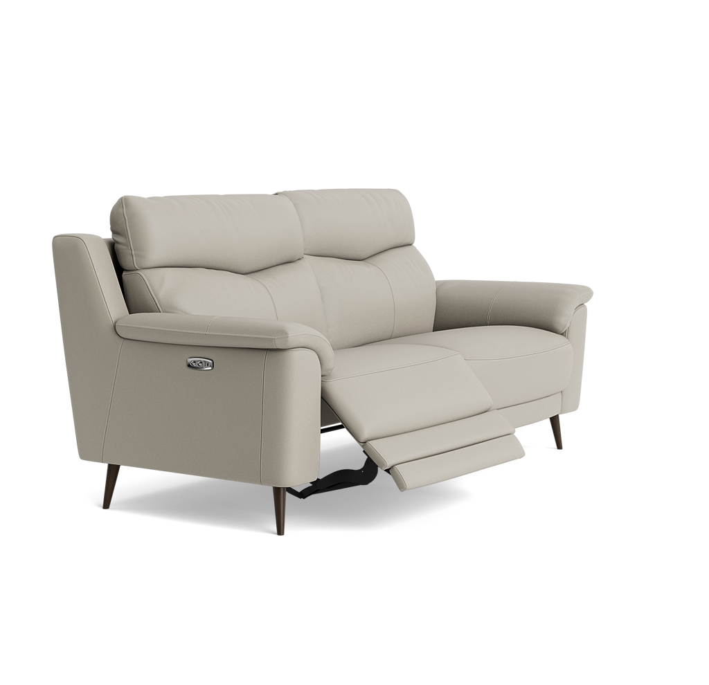 Revel Small 3 Seater Recliner Sofa - 2.5 Seater Sofa with 2 Power Recliners (Compact) Cat 20S - Power Recliner with USB — BXS-946B FEATHER GREY, gallery image 1