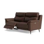 Revel Small 3 Seater Recliner Sofa - 2.5 Seater Sofa with 2 Power Recliners (Compact) Cat 20S - Power Recliner with USB — NWS-512E CACAO BROWN, gallery image 3