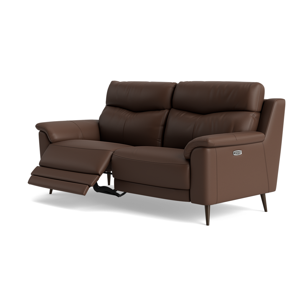 Revel Small 3 Seater Recliner Sofa - 2.5 Seater Sofa with 2 Power Recliners (Compact) Cat 20S - Power Recliner with USB — NWS-512E CACAO BROWN, gallery image 3