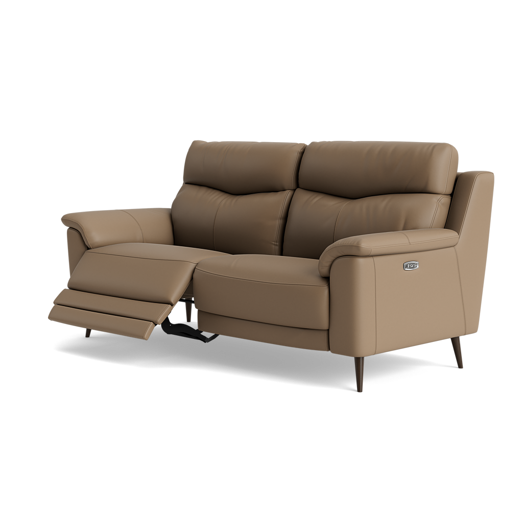 Revel Small 3 Seater Recliner Sofa - 2.5 Seater Sofa with 2 Power Recliners (Compact) Cat 20S - Power Recliner with USB — NWS-513E PINE BARK, gallery image 3