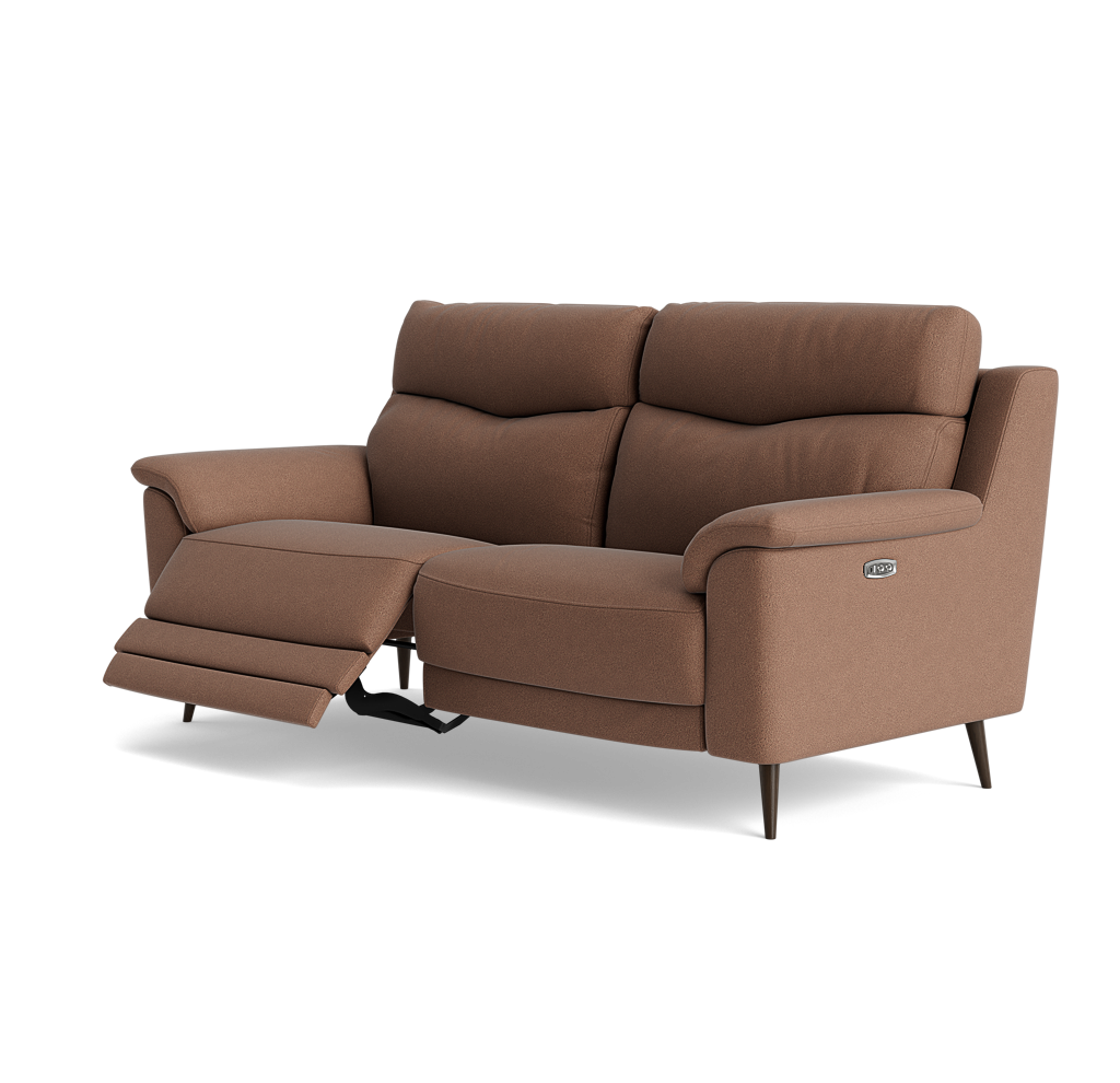 Revel Small 3 Seater Recliner Sofa - 2.5 Seater Sofa with 2 Power Recliners (Compact) Fabric - Power Recliner with USB — BFA-BLJ-04 TOBACCO, gallery image 3