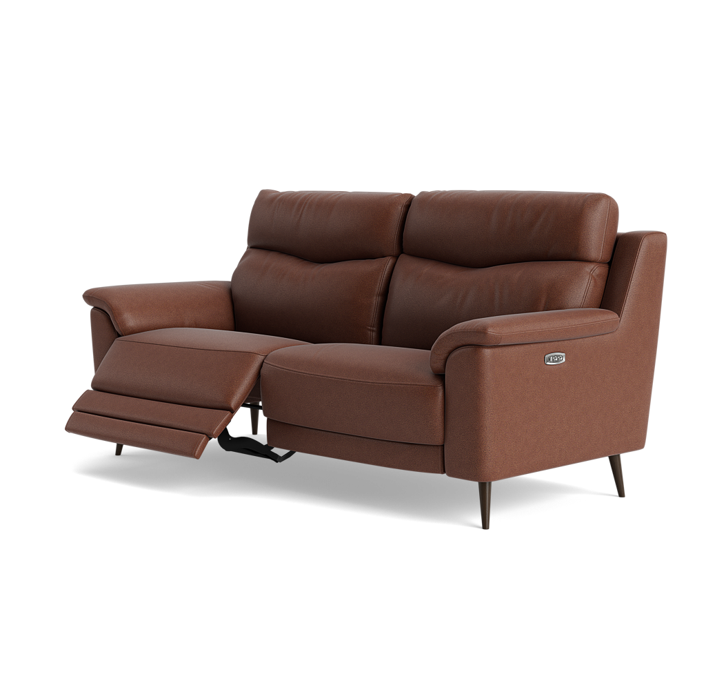 Revel Small 3 Seater Recliner Sofa - 2.5 Seater Sofa with 2 Power Recliners (Compact) Fabric - Power Recliner with USB — BFA-BLJ-05 HAZELNUT, gallery image 3