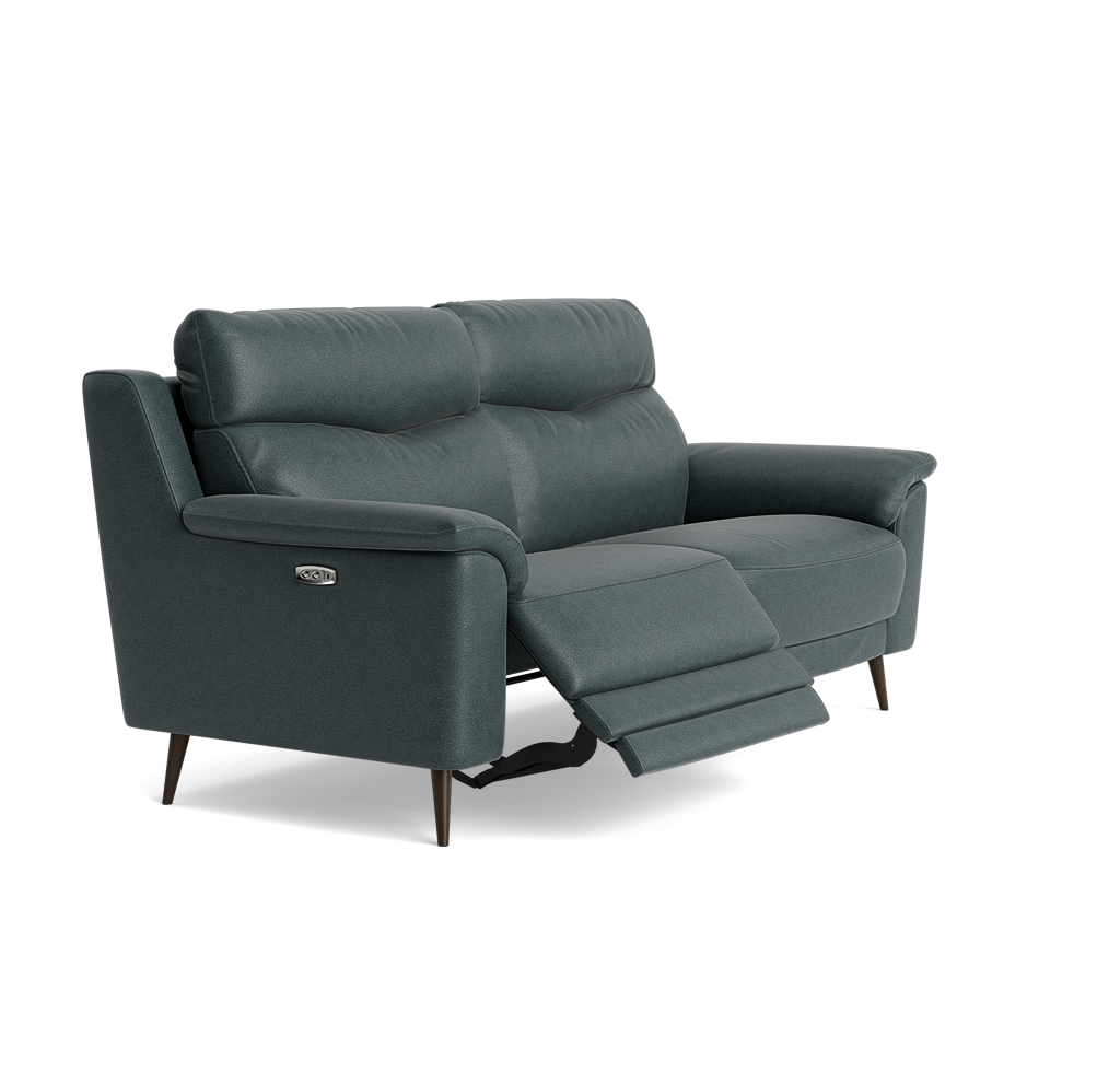 Revel Small 3 Seater Recliner Sofa - 2.5 Seater Sofa with 2 Power Recliners (Compact) Fabric - Power Recliner with USB — BFA-BLJ-2047 LAKE GREEN, gallery image 1