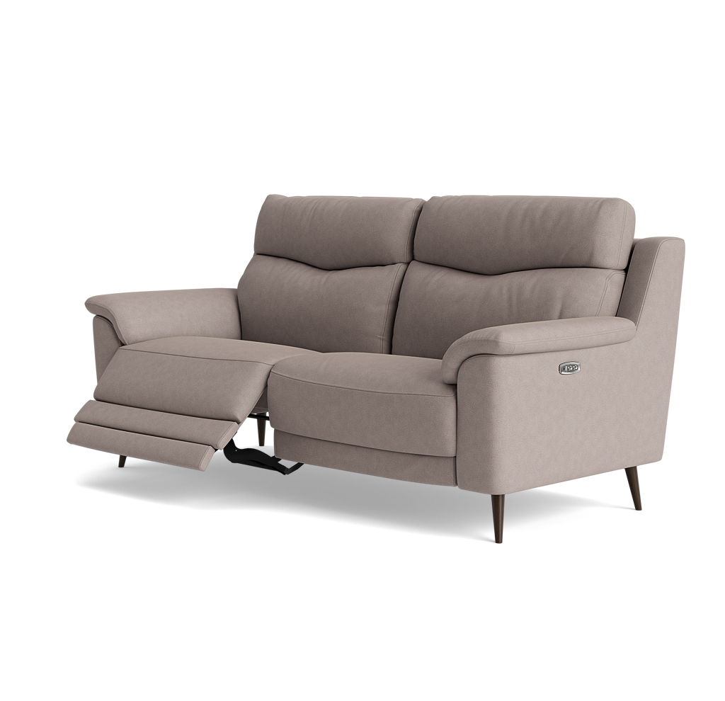 Revel Small 3 Seater Recliner Sofa - 2.5 Seater Sofa with 2 Power Recliners (Compact) Fabric - Power Recliner with USB — BFA-BLJ-22 DOVE GREY, gallery image 3