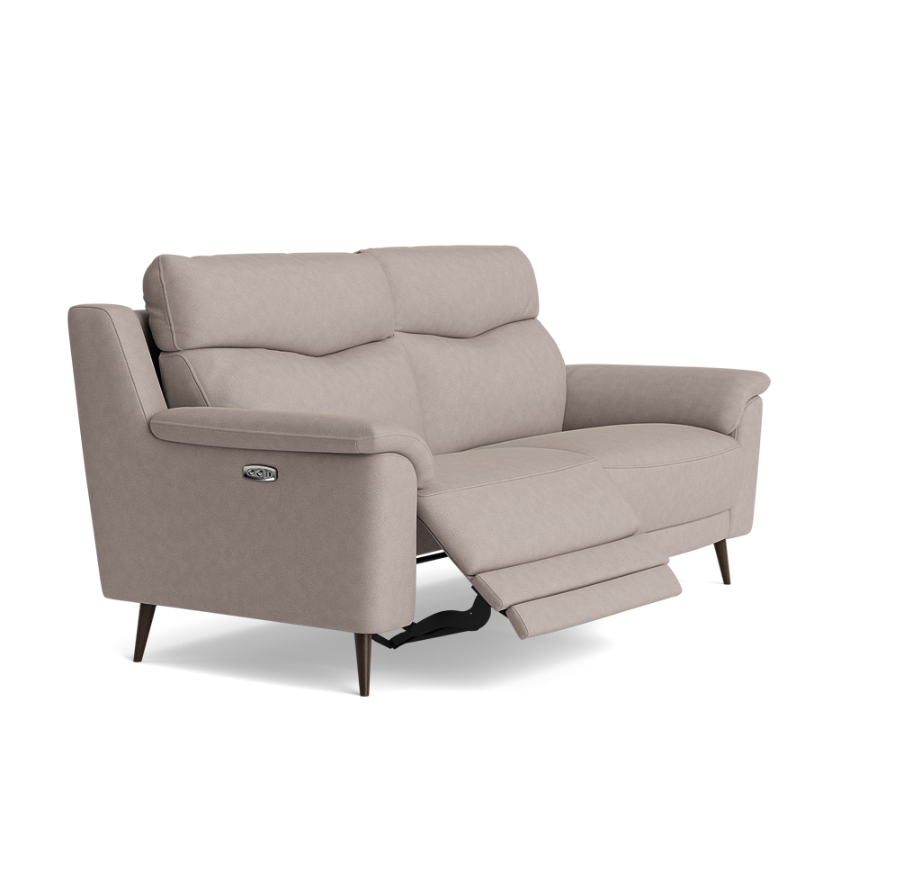 Revel Small 3 Seater Recliner Sofa - 2.5 Seater Sofa with 2 Power Recliners (Compact) Fabric - Power Recliner with USB — BFA-BLJ-22 DOVE GREY, gallery image 1