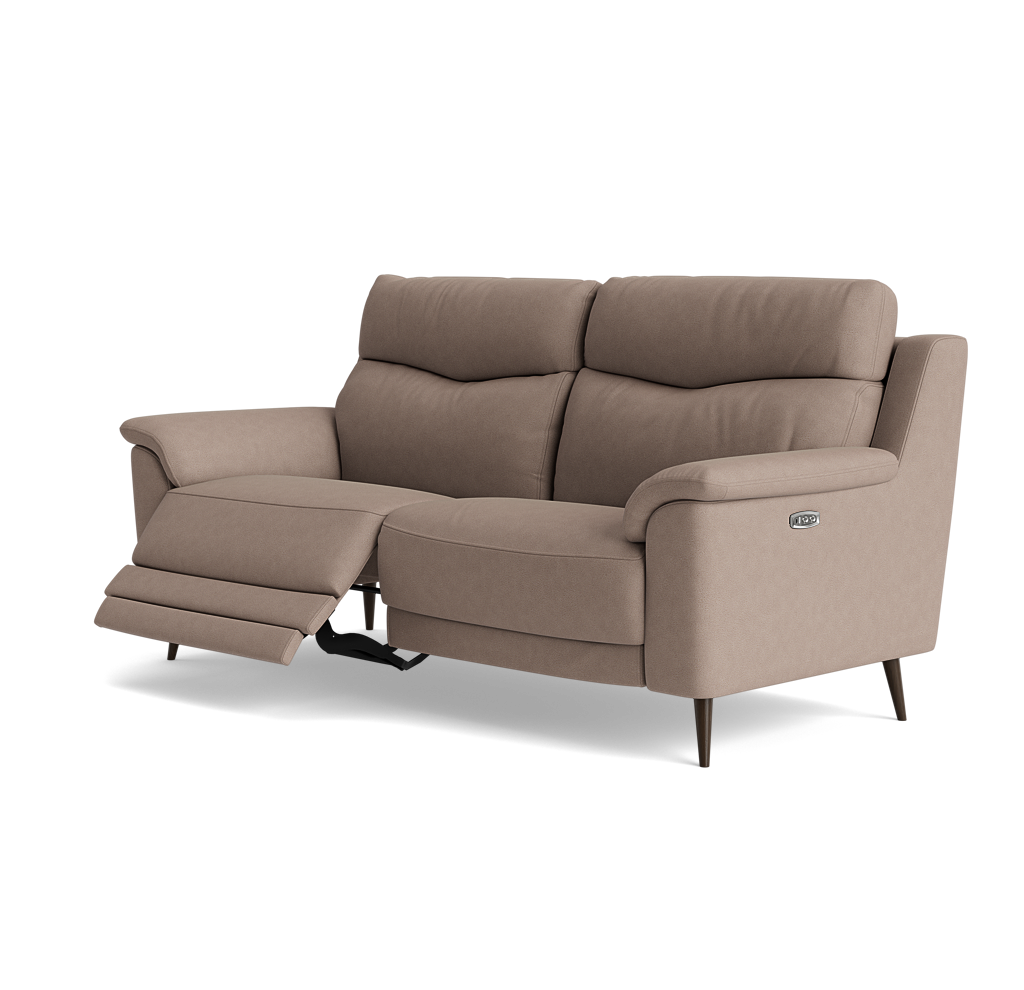 Revel Small 3 Seater Recliner Sofa - 2.5 Seater Sofa with 2 Power Recliners (Compact) Fabric - Power Recliner with USB — BFA-BLJ-946 SILVER GREY, gallery image 3