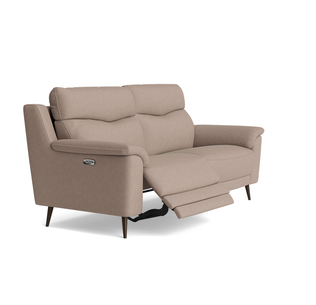 Revel Small 3 Seater Recliner Sofa - 2.5 Seater Sofa with 2 Power Recliners (Compact) Fabric - Power Recliner with USB — BFA-BLJ-946 SILVER GREY, gallery image 1