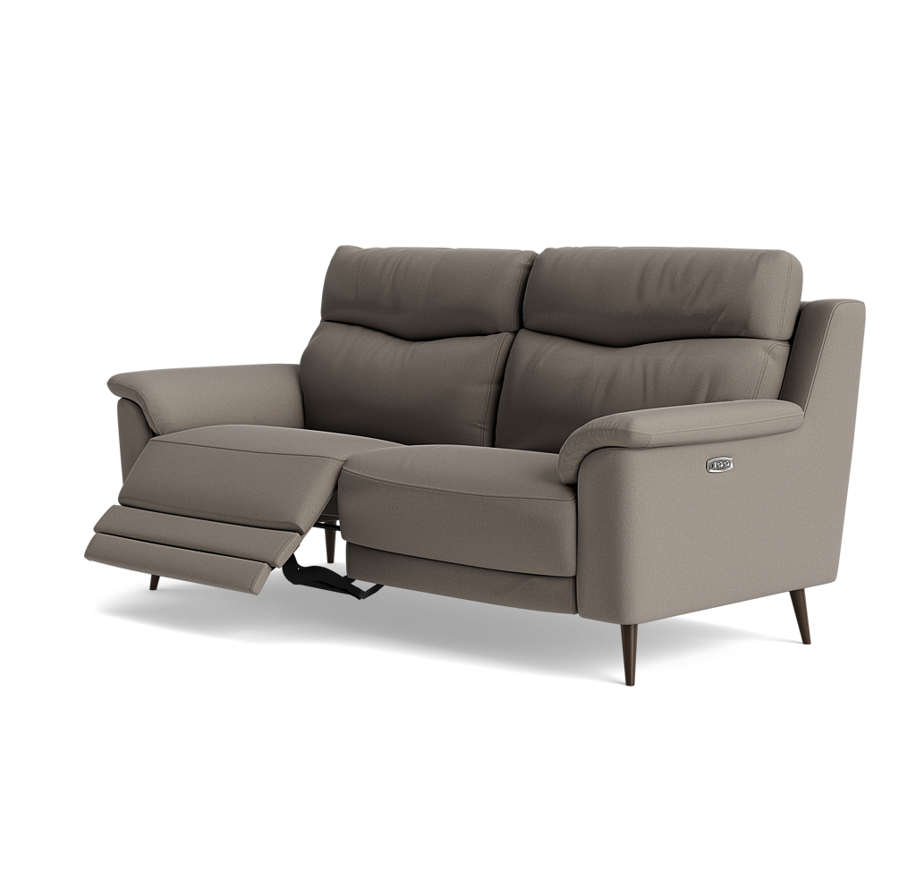 Revel Small 3 Seater Recliner Sofa - 2.5 Seater Sofa with 2 Power Recliners (Compact) Fabric - Power Recliner with USB — BFA-MAD-03 DARK GREY, gallery image 3