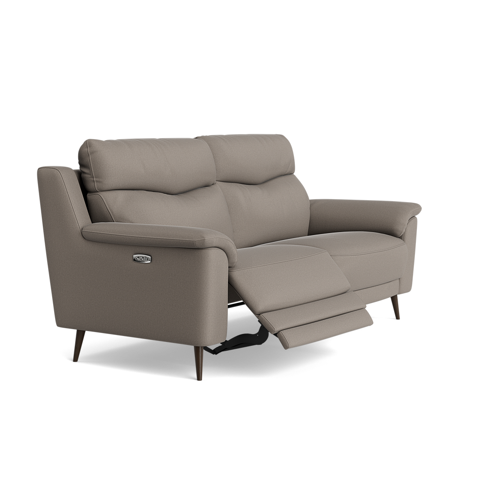 Revel Small 3 Seater Recliner Sofa - 2.5 Seater Sofa with 2 Power Recliners (Compact) Fabric - Power Recliner with USB — BFA-MAD-03 DARK GREY, gallery image 1