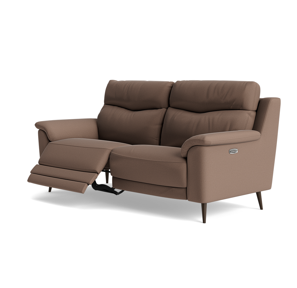 Revel Small 3 Seater Recliner Sofa - 2.5 Seater Sofa with 2 Power Recliners (Compact) Fabric - Power Recliner with USB — BFA-MAD-05 DARK TAUPE, gallery image 3