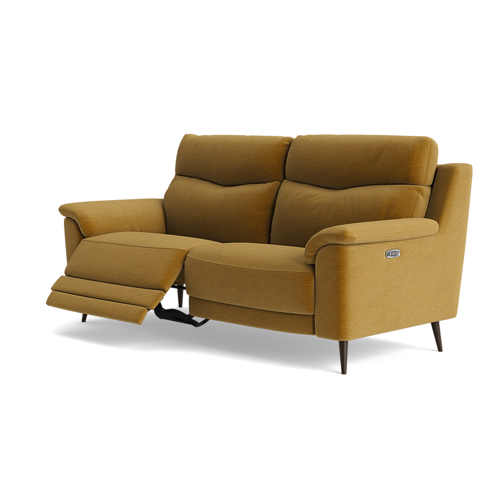 Revel Small 3 Seater Recliner Sofa - 2.5 Seater Sofa with 2 Power Recliners (Compact) Fabric - Power Recliner with USB — FAB-CAN-273 FENNELSEED, gallery image 3
