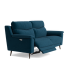 Revel Small 3 Seater Recliner Sofa - 2.5 Seater Sofa with 2 Power Recliners (Compact) Fabric - Power Recliner with USB — FAB-CAN-330 STEEL BLUE, gallery image 1