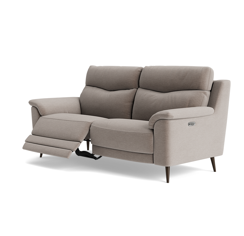Revel Small 3 Seater Recliner Sofa - 2.5 Seater Sofa with 2 Power Recliners (Compact) Fabric - Power Recliner with USB — FAB-CAN-452 GREY MIST, gallery image 3