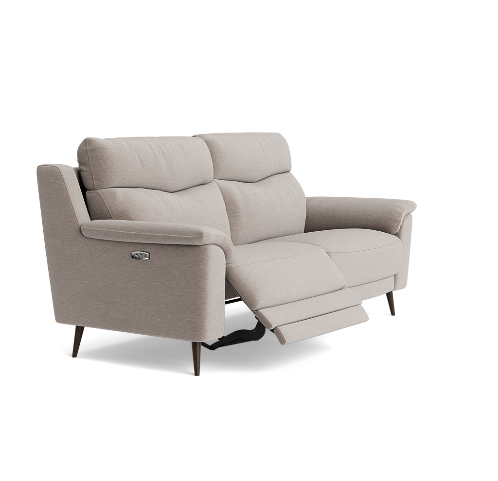 Revel Small 3 Seater Recliner Sofa - 2.5 Seater Sofa with 2 Power Recliners (Compact) Fabric - Power Recliner with USB — FAB-CAN-452 GREY MIST, gallery image 1