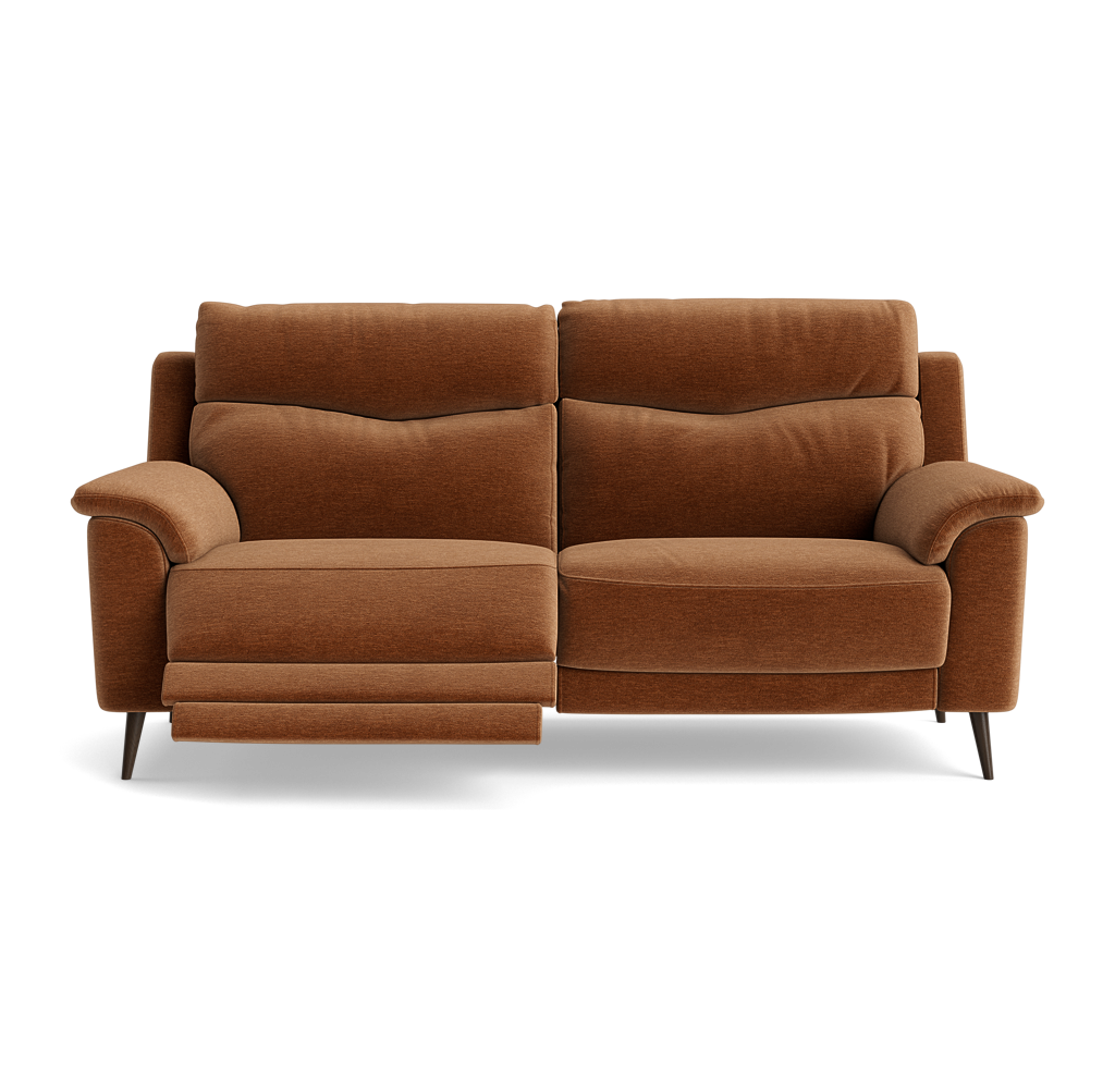 Revel Small 3 Seater Recliner Sofa - 2.5 Seater Sofa with 2 Power Recliners (Compact) Fabric - Power Recliner with USB 3 Seater Sofas Sterling Home 13 FAB-CAN-500 CARAMEL
