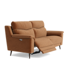 Revel Small 3 Seater Recliner Sofa - 2.5 Seater Sofa with 2 Power Recliners (Compact) Fabric - Power Recliner with USB — FAB-CAN-500 CARAMEL, gallery image 1